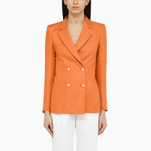 Orange linen double-breasted jacket - Tagliatore - Modalova