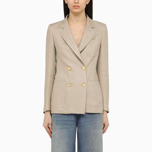 Grey linen double-breasted jacket - Tagliatore - Modalova