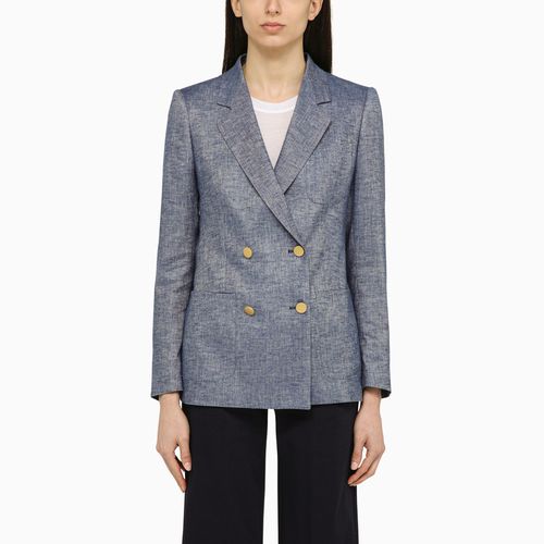 Linen-blend double-breasted jacket - Tagliatore - Modalova