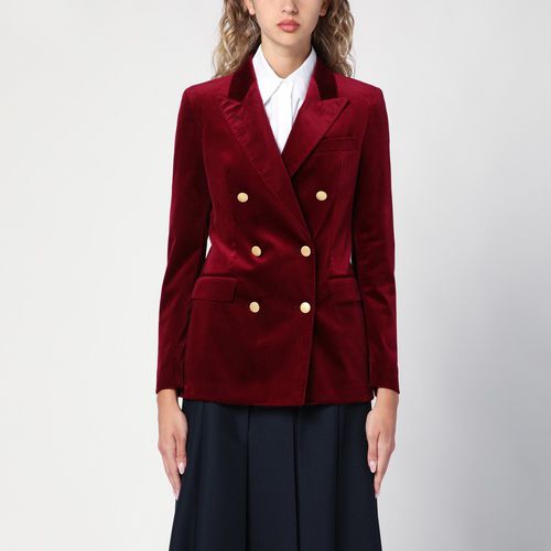 Red velvet double-breasted jacket - Tagliatore - Modalova