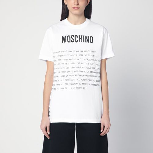 T-shirt bianca in cotone con logo - Moschino - Modalova