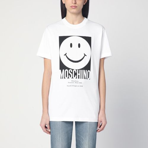 T-shirt Smile bianca in cotone - Moschino - Modalova