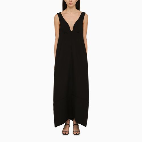 Black low-cut wool long dress - Jil Sander - Modalova