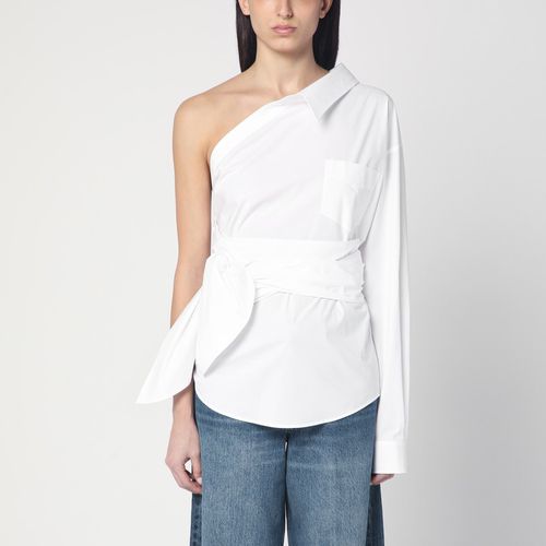 One-shoulder white shirt with sash - Moschino - Modalova