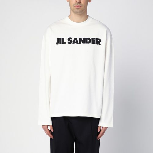 Felpa girocollo bianca in cotone con logo - Jil Sander - Modalova