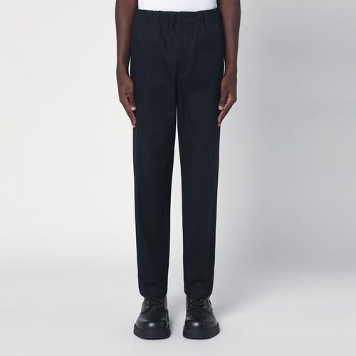 Navy blue cotton pants - Jil Sander - Modalova