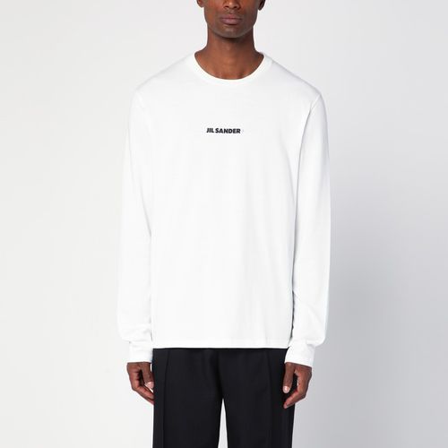 Porzellanfarbener Pullover aus Baumwolle mit Logo - Jil Sander - Modalova