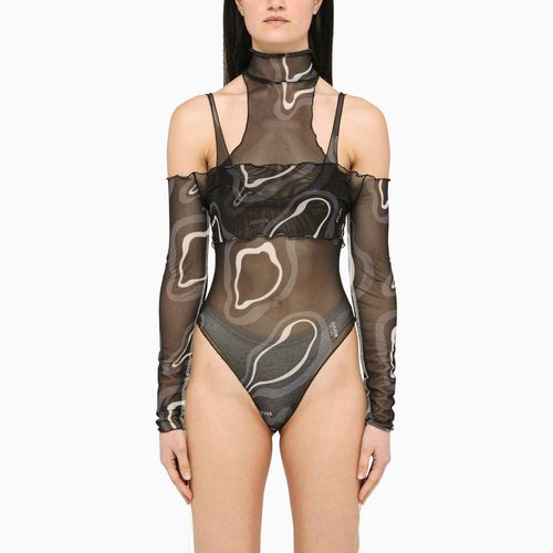 Grey tulle overlay bodysuit - Julfer - Modalova