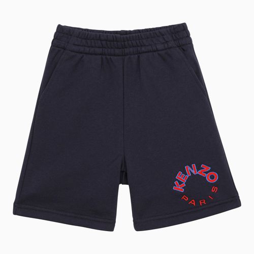 Navy blue cotton shorts with logo - KENZO - Modalova