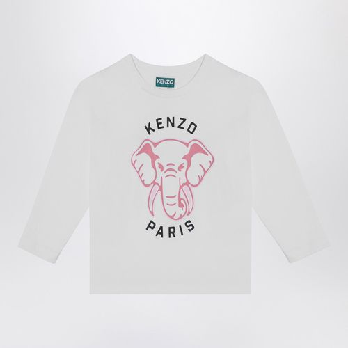 T-shirt bianca in cotone con logo - KENZO - Modalova