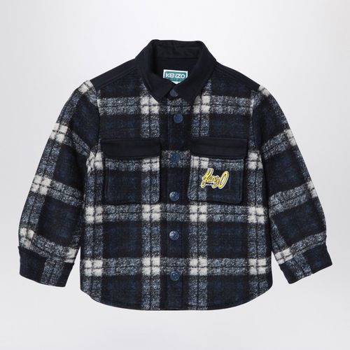 Navy chequered shirt in wool blend - KENZO - Modalova