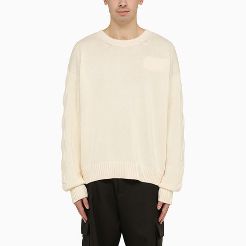 Cream crew-neck sweatshirt with Diagonal embroidery - Off-White™ - Modalova