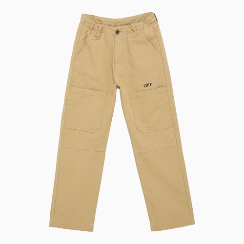 Regular beige/black cotton trousers - Off-White™ - Modalova