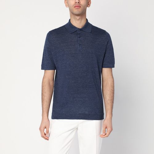 Dark blue short-sleeved polo shirt - Brunello Cucinelli - Modalova