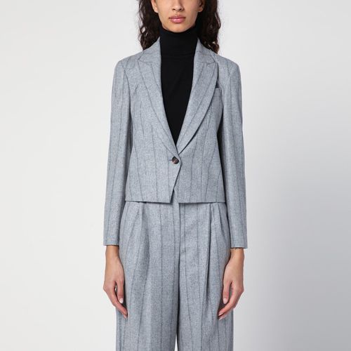 Light grey striped crop jacket - Brunello Cucinelli - Modalova