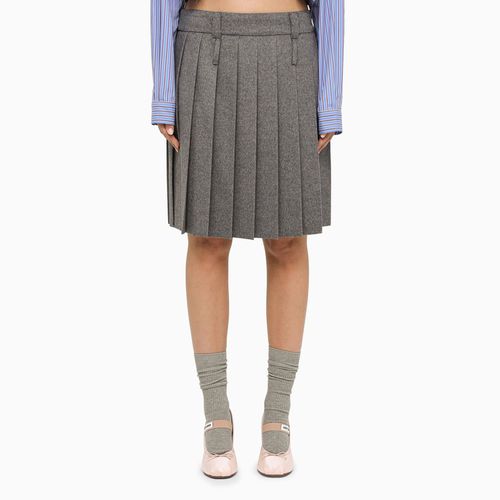 Grey pleated wool skirt - Miu Miu - Modalova