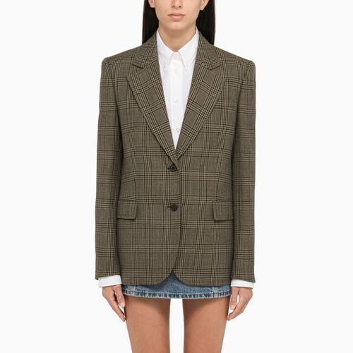 Single-breasted check wool jacket - Miu Miu - Modalova