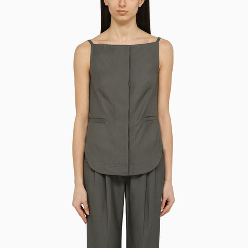 Grey linen-blend tank top - Loulou Studio - Modalova