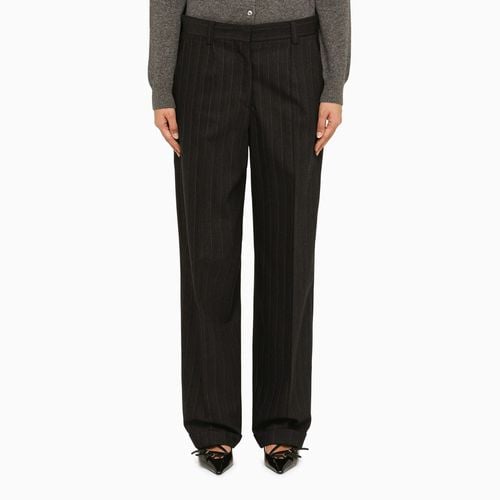 Black wool pinstripe trousers - Miu Miu - Modalova