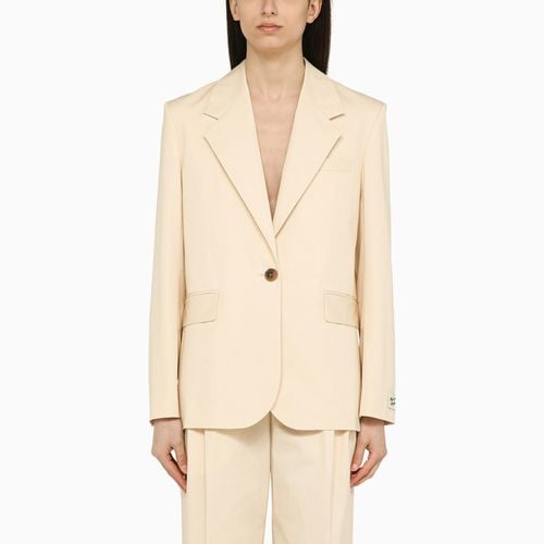 Single-breasted cream cotton jacket - Maison Kitsuné - Modalova