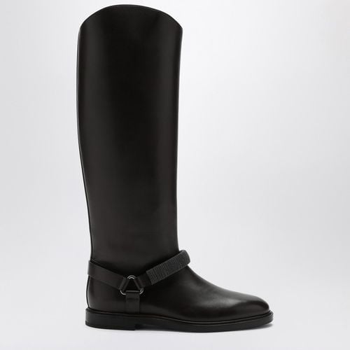 Boot with Precious Ribbed Strap - Brunello Cucinelli - Modalova