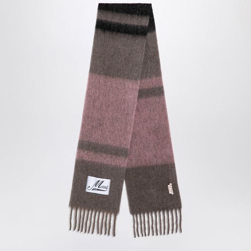 Alpaca and mohair scarf with stripes prune violet - Marni - Modalova