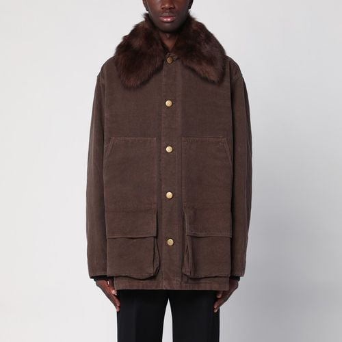 Baumwolljacke mit Shearling-Kragen - Prada - Modalova