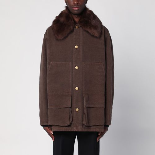 Cotton jacket with shearling collar - Prada - Modalova