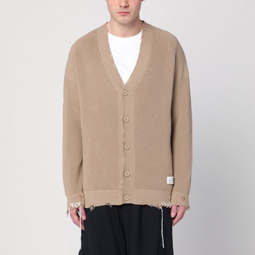 Beige cotton cardigan with wear - MM6 Maison Margiela - Modalova