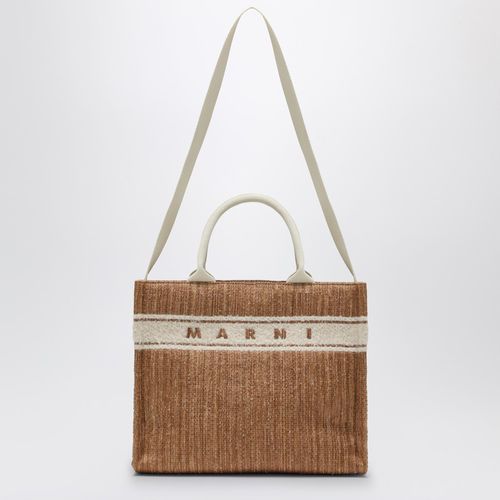 Small tote bag écru in raffia-effect fabric - Marni - Modalova