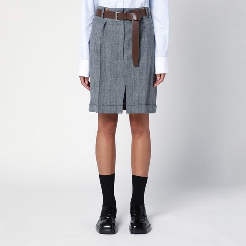 Grey wool skirt with belt - Prada - Modalova