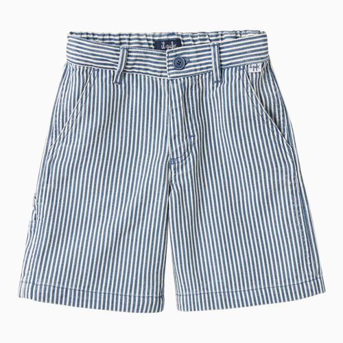 White/blue striped cotton and linen bermuda shorts - Il Gufo - Modalova