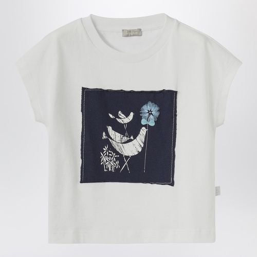 T-Shirt aus Baumwolle mit blauem Logoaufnäher - Il Gufo - Modalova