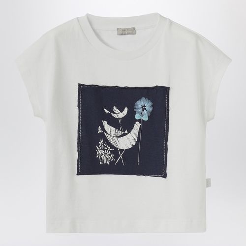 Cotton T-shirt with blue patch - Il Gufo - Modalova