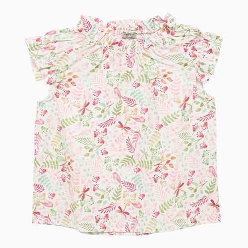 Pink cotton floral print top - Il Gufo - Modalova