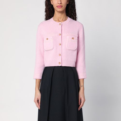 Cardigan corto rosa in cashmere - Prada - Modalova