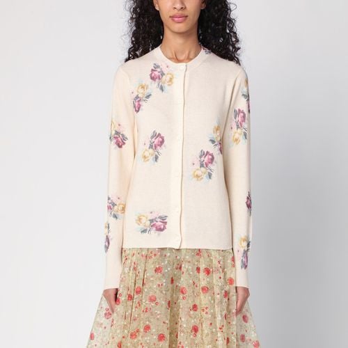 Ivory cardigan with floral print - Prada - Modalova