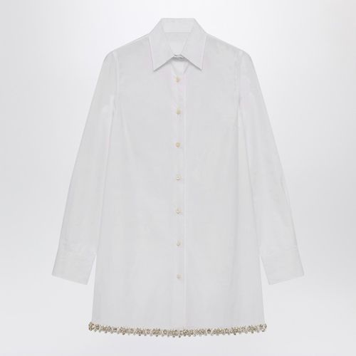 White poplin shirt with rhinestones - Prada - Modalova