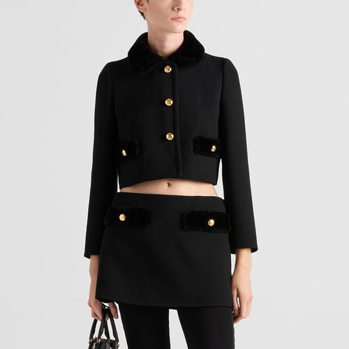 Short wool jacket with fur details - Prada - Modalova