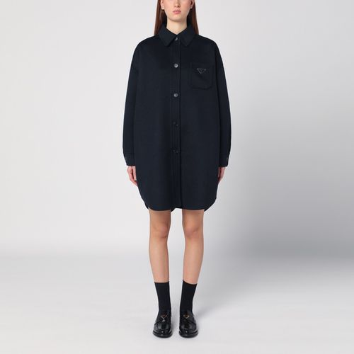 Blue wool-blend chemisier dress - Prada - Modalova