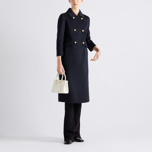 Double-breasted blue cashgora coat - Prada - Modalova