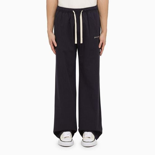 Navy blue cotton trousers with logo - Palm Angels - Modalova