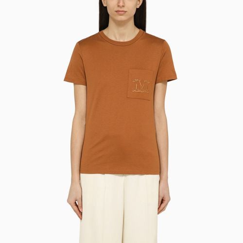 Leather-colored cotton T-shirt with logo - Max Mara - Modalova