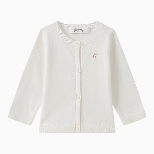 Cardigan bianco in cotone con logo - Bonpoint - Modalova