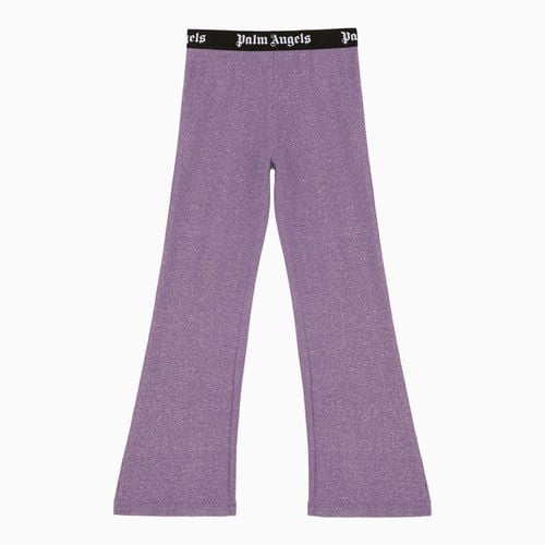 Lilac lurex trousers with logo - Palm Angels - Modalova