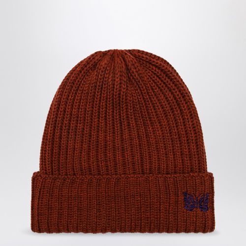 Rust-coloured ribbed wool bonnet - Needles - Modalova