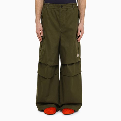 Dark cotton blend wide cargo trousers - Marni - Modalova