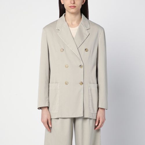 Beige double-breasted cotton jacket - Palm Angels - Modalova