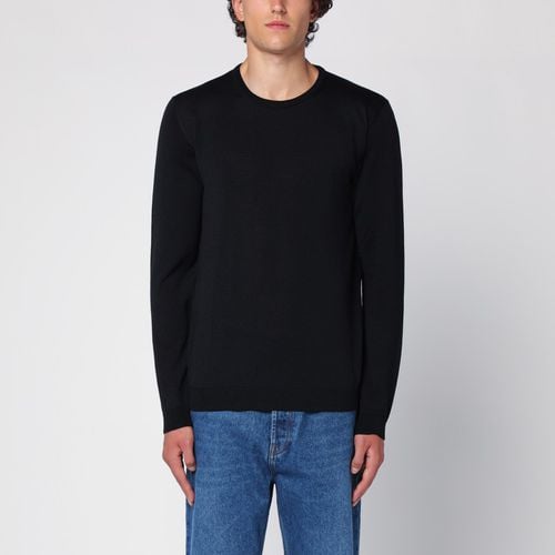 Black merino wool crew-neck sweater - Roberto Collina - Modalova