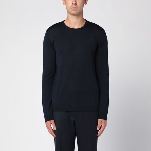 Navy merino wool crew-neck sweater - Roberto Collina - Modalova